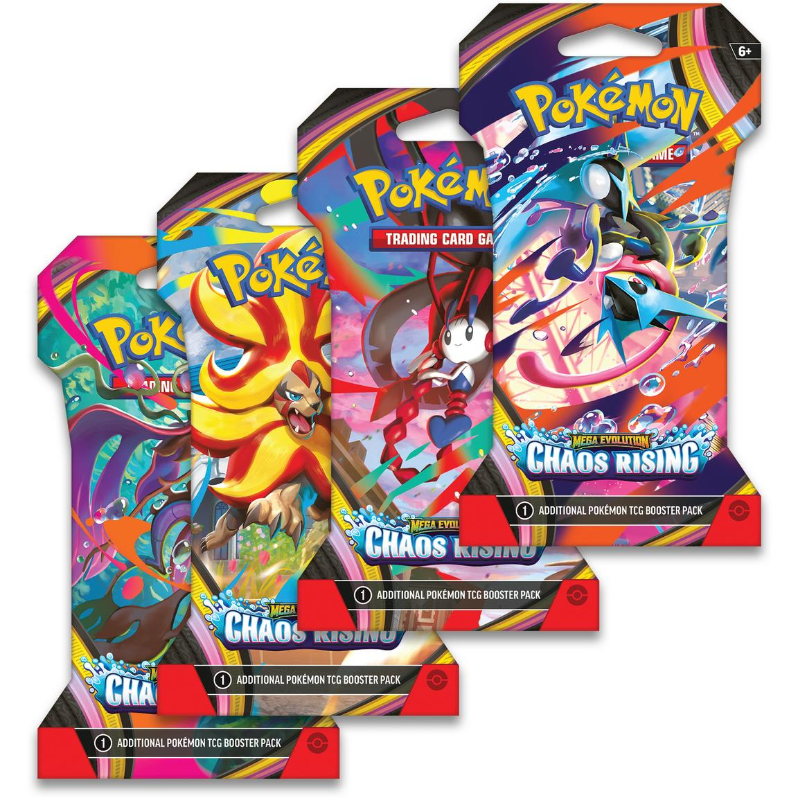 Pokémon TCG: Mega Evolution - Chaos Rising Sleeved Booster Pack Art Set - 4 Packs - English Version